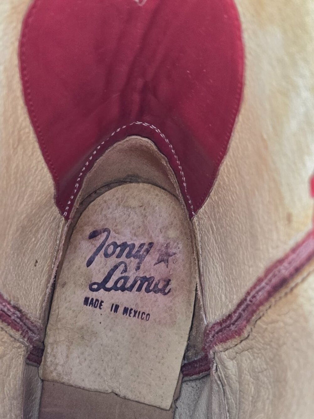 Tony Lama Red Boots Womens 7.5 B Ropers Leather Western Rodeo Cowboy Cowgirl - Picture 7 of 16